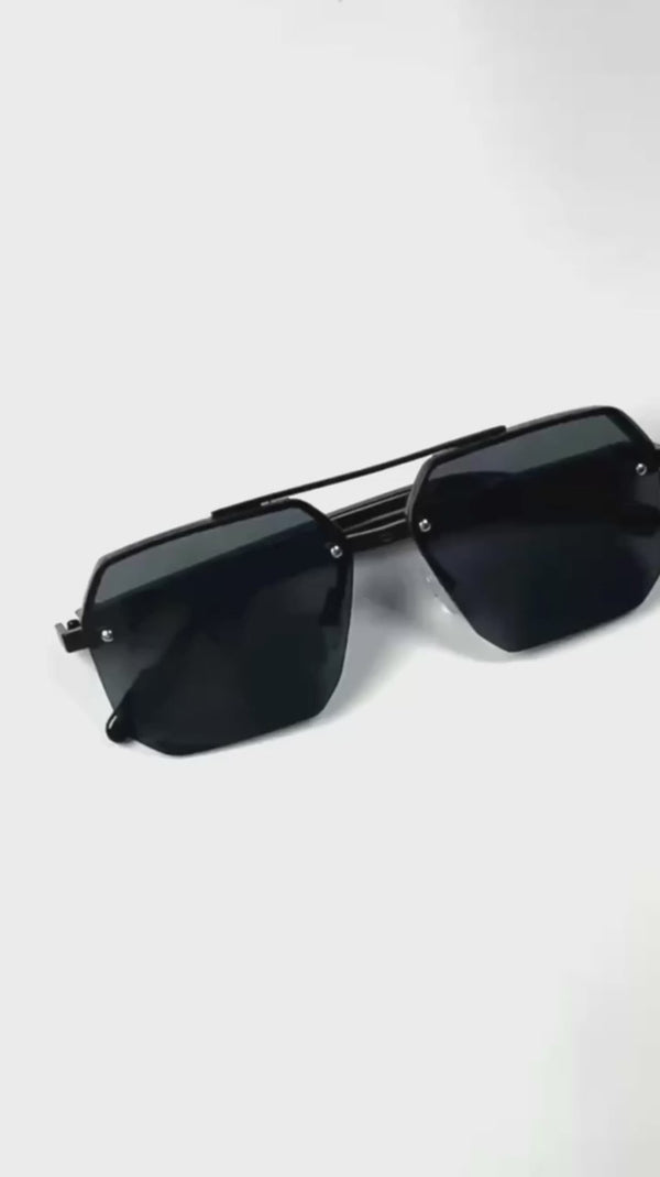 Octagon Rimless Sunglasses - Black